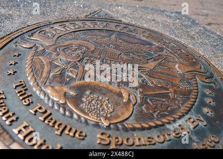 Historische Gedenktafel entlang des Barbary Coast Trail, San Francisco Stockfoto