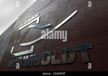Schild am Aussichtspunkt Mirador de Humboldt, Puerto de la Cruz, Teneriffa Stockfoto