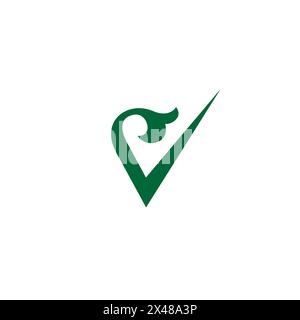 V Nature Logo. Symbol „Blatt Buchstabe V“ Stock Vektor