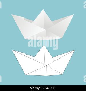 White Paper Boot. Papierboot falten. Stock Vektor