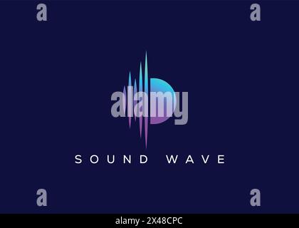 Minimalistisches D-Logo mit Sound Wave-Vektor. Modernes Sound Wave-Logo. D Musiklogo Stock Vektor