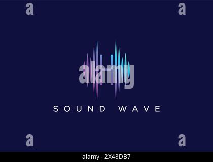 Minimalistisches Logo mit H-Sound Wave-Vektor. Modernes Sound Wave-Logo. H Musiklogo Stock Vektor