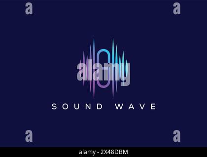 Minimalistisches G-Logo mit Sound Wave-Vektor. Modernes Sound Wave-Logo. G Musiklogo Stock Vektor