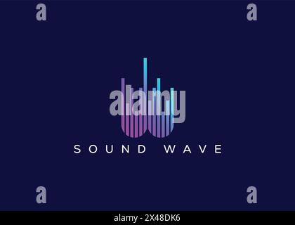 Minimalistischer Buchstabe W Sound Wave Vektor-Logo. Modernes Sound Wave-Logo. W Musiklogo Stock Vektor
