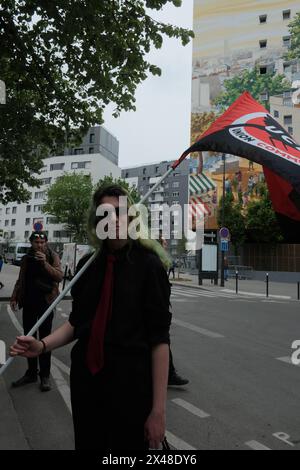 REKORDDATUM NICHT ANGEGEBEN Mai-Protest in Paris mehrere Gruppen treffen sich zu einem libertären Marsch vor den Hauptdemonstrationen in Paris. Paris Frankreich Copyright: XJoaoxDanielxPereirax Stockfoto