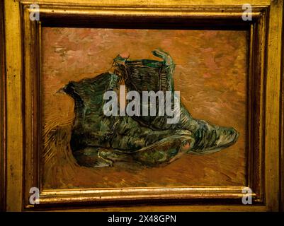 Vincent van Gogh „Schuhe“ im Van Gogh Museum in Amsterdam, Niederlande. Stockfoto