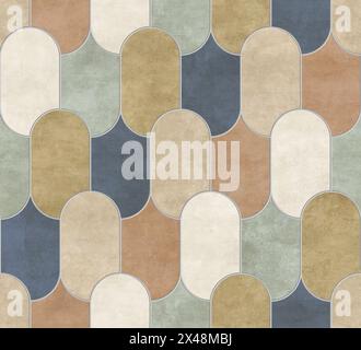 Geometrische, nahtlose Einrichtung aus Holz, Marmor, Beton, Zement und Stein Stockfoto