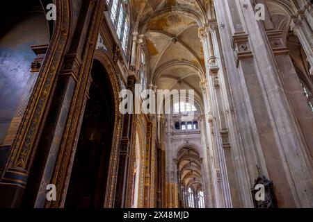 Die Kirche St. Eustache (Eglise St-Eustache) ist eine Kirche im 1. Arrondissement von Paris. Frankreich. Saint Eustache war ein Ro aus dem 2. Jahrhundert Stockfoto