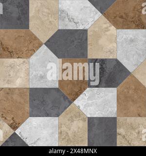 Geometrische, nahtlose Einrichtung aus Holz, Marmor, Beton, Zement und Stein Stockfoto