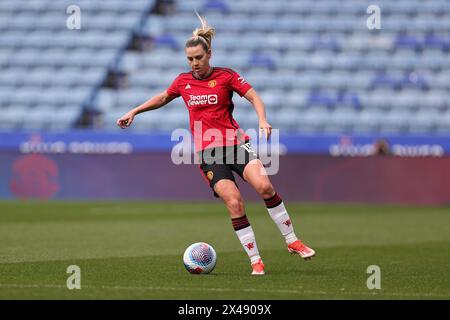 Gemma Evans von Manchester United während des Barclays WomenÕs Super League-Spiels zwischen Leicester City und Manchester United im King Power Stadium Stockfoto