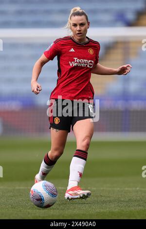 Gemma Evans von Manchester United während des Barclays WomenÕs Super League-Spiels zwischen Leicester City und Manchester United im King Power Stadium Stockfoto