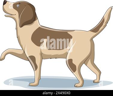 Süßer Hund, der lächelt und seine Pfote hochhebt Stock Vektor