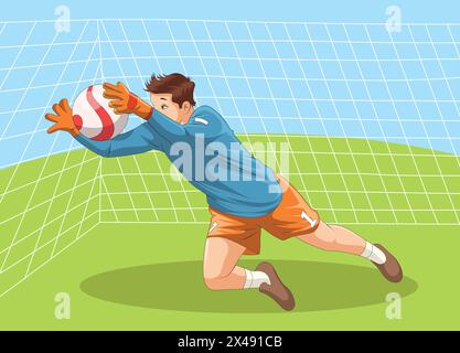 Fußballspieler spielt energisch Stock Vektor