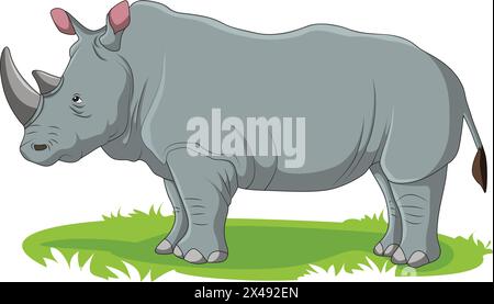 Nashorn stehen auf dem Rasen Stock Vektor