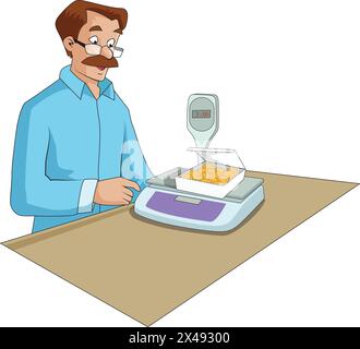 Ladenbesitzer, der Süßigkeiten misst Stock Vektor