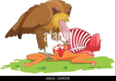 Geier essen Fleisch Stock Vektor