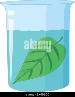 Ein Blatt, das sich in einem Wasserglas gelöst hat Stock Vektor