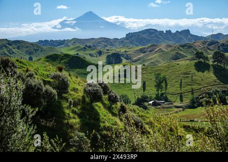 Mt Taranaki von Strathmore Saddle auf dem Forgotten World Highway, North Island, Neuseeland Stockfoto