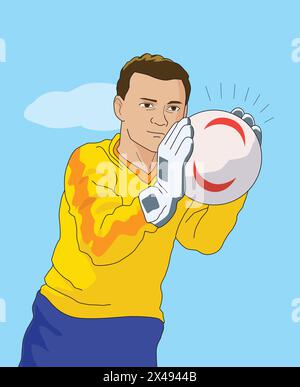 Ein Fußballspieler, der sich auf ein Tor vorbereitet Stock Vektor