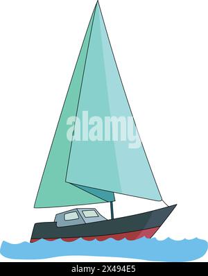 Ein Schiff, das im Wasser segelt Stock Vektor