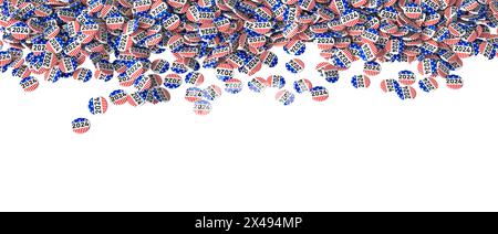 2024 us-Wahlpfeilnehmer breiten sich aus, isoliert auf einer weißen Oberfläche Stockfoto