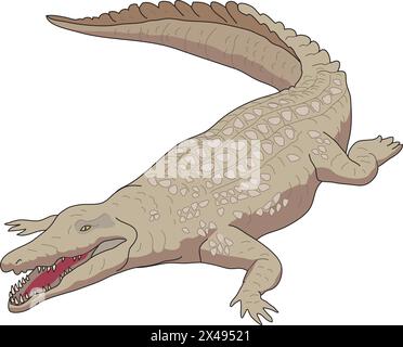 Wildes Krokodil mit weit geöffnetem Mund Stock Vektor