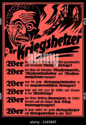 Der Kriegshetzer „DER Kriegshetzer“ antisemitische antijüdische Nazi-Propaganda, die das jüdische Volk für den Krieg über die Jahre verantwortlich machte, einschließlich der Napoleonischen Kriege und vieler anderer, wie aufgeführt. Nazi Deutschland Datum: 1939-1945 Stockfoto