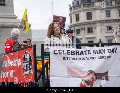 London, Großbritannien. Mai 2024. Mai Tag märz und Rallye Trafalgar Square London UK Credit: Ian Davidson/Alamy Live News Stockfoto