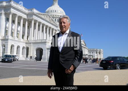 Washington, USA. Mai 2024. Der ehemalige US-amerikanische Rennfahrer Mario Andretti war heute auf einer Pressekonferenz am 1. Mai 2024 im House Triangule/Capitol Hill in Washington DC, USA. (Foto: Lenin Nolly/SIPA USA) Credit: SIPA USA/Alamy Live News Stockfoto