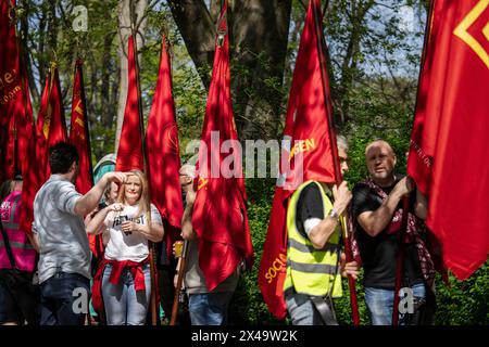 Kopenhagen, Dänemark. Mai 2024. 1. Mai Veranstaltung des Gewerkschaftsbundes in Faelledparken in Kopenhagen am Mittwoch, 1. Mai 2024. (Foto: Mads Claus Rasmussen/Ritzau Scanpix) Credit: Ritzau/Alamy Live News Stockfoto