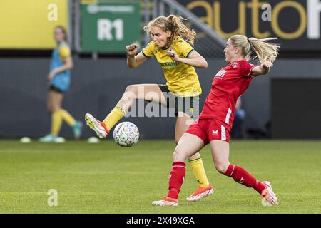 Sittard, Niederlande. Mai 2024. SITTARD - 01.05.2024, Fortuna Sittard Stadion, Fußball, niederländisches Azerion Vrouwen Eredivisie, Saison 2023 - 2024. Fortuna Sittard - FC Twente (Frau) Credit: Pro Shots/Alamy Live News Stockfoto