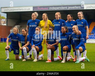 Prenton Park Stadium, Großbritannien. Mai 2024. Foto des Chelsea Teams vor der Barclays Women Super League zwischen Liverpool und Chelsea im Prenton Park Stadium in Liverpool, England 1. Mai 2024 | Foto: Jayde Chamberlain/SPP. Jayde Chamberlain/SPP (Jayde Chamberlain/SPP) Credit: SPP Sport Press Photo. /Alamy Live News Stockfoto