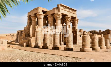 Blick auf den Tempel in KOM Ombo, Gouvernement Assuan, Ägypten. Stockfoto