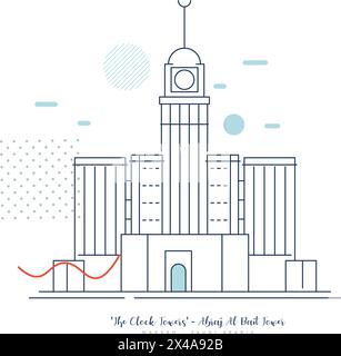 Die Clock Towers formell Abraj Al Bait - Mekka Saudi Arabien - Stock Illustration als EPS 10 File Stock Vektor
