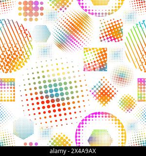 Farbige Halbtonpunkte. Nahtloser Hintergrund. Handzeichnung. Nicht AI, Vektorillustration Stock Vektor