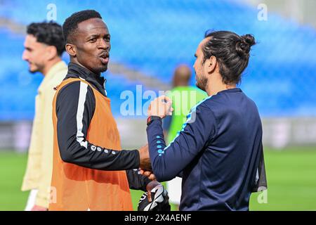 Mamadou Kone (20) von KMSK Deinze nach einem Fußballspiel zwischen KMSK Deinze und Patro Eisden Maasmechelen in den Aufstiegsspielen Halbfinals - zweites Leg in der Challenger Pro League 2023-2024 , am Mittwoch, 1 . Mai 2024 in Maasmechelen , Belgien . FOTO SPORTPIX | Stijn Audooren Stockfoto