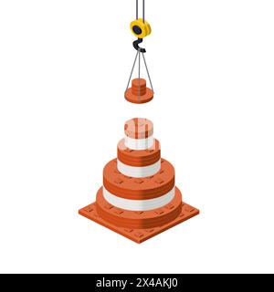 Verkehrskonus-Produktionskonzept auf weißem Hintergrund. Vektor Stock Vektor