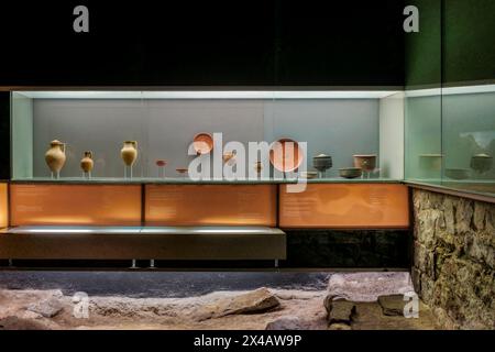 Das Haus des Glücks, archäologische Stätte eines römischen Domus aus dem 1. Jahrhundert v. Chr. C. Plaza de Risueño Stadt Cartagena, Region Murcia, Spanien. Stockfoto