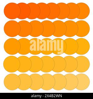 Orangefarbener Verlaufskreise Vektor. Warme Farbübergänge in kreisförmigen Formen. Farbpalette entwerfen. Stock Vektor