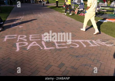 Seattle, USA. Mai 2024. Das Pro-Palästina-Protestlager auf dem Roten Platz am 3. Tag wächst weiter, heute über 30 Zelte. Studentenaktivisten haben sich auf dem Campus im ganzen Land versammelt und Zelte errichtet, die sich weigern, den Waffenstillstand in Gaza zu verhängen. Die ersten Lagerproteste in New York City, dies ist der zweite Protest des Bundesstaates Washington, der nach einem ähnlichen Ereignis in Olympia auftaucht. Quelle: James Anderson/Alamy Live News Stockfoto