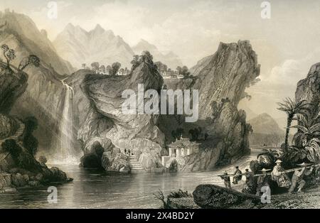 Der Foochun-Hügel, in der Provinz Che-keang / Zhejiang Fuchun Berg Hangzhou China / gezeichnet von T. Allom graviert von J.C.Bentley Stockfoto