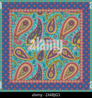Schal mit Blumenmuster und Paisley-Motiven Stock Vektor