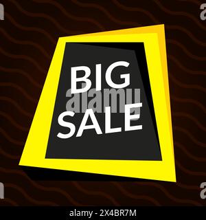 Großes gelbes Banner auf braunem Hintergrund. Vektorhintergrund mit farbenfrohen Designelementen. Vektorabbildung. Stock Vektor