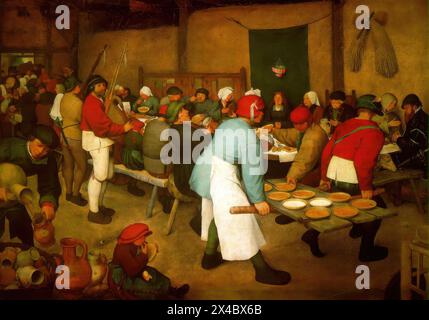 BRUEGEL, Pieter der ältere (* ca. 1525, Breughel, d. 1569, Bruxelles) Bauernhochzeit um 1568 Öl auf Holz, 114 x 164 cm Kunsthistorisches Museum, Wien *** Stichwörter: ************* Autor: BRUEGEL, Pieter der ältere Titel: Bauernhochzeit Zeitlinie: 1501-1550 Schule: Flämische Form: Malerei Art: Genre Stockfoto