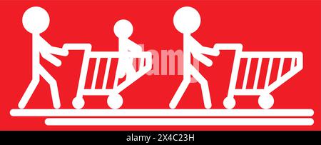 Einkaufswagen-Symbol Schwarz-weiß-Vektor-Illustration EPS Stock Vektor