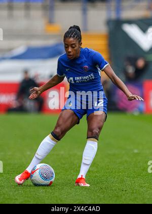 Prenton Park Stadium, Großbritannien. Mai 2024. Ashley Lawrence (12 Chelsea) während der Barclays Women Super League zwischen Liverpool und Chelsea im Prenton Park Stadium in Liverpool, England 1. Mai 2024 | Foto: Jayde Chamberlain/SPP. Jayde Chamberlain/SPP (Jayde Chamberlain/SPP) Credit: SPP Sport Press Photo. /Alamy Live News Stockfoto