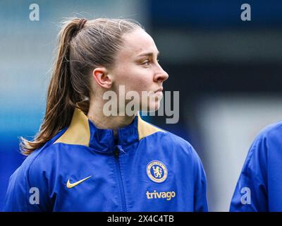 Prenton Park Stadium, Großbritannien. Mai 2024. Niamh Charles (21 Chelsea) während der Barclays Women Super League zwischen Liverpool und Chelsea im Prenton Park Stadium in Liverpool, England 1. Mai 2024 | Foto: Jayde Chamberlain/SPP. Jayde Chamberlain/SPP (Jayde Chamberlain/SPP) Credit: SPP Sport Press Photo. /Alamy Live News Stockfoto