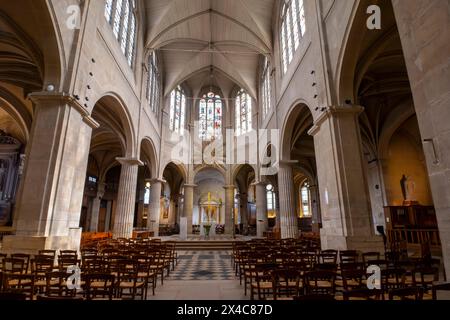 Innenraum des Eglise Saint-Médard. Die Kirche Saint-Médard befindet sich in der Rue Mouffetard 141 in Paris, am linken Ufer der seine. Paris, Frankreich Stockfoto