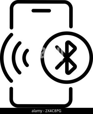 Bluetooth-Kontursymbol. Illustration des Smartphone-Vektors. Bluetooth-Suche und Verbindungsprozess, drahtlose Technologie. Einfaches Design isol Stock Vektor