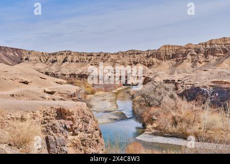 Mond oder Yellow Canyon, Teil des Charyn Canyon. Nationalpark in Kasachstan, Wahrzeichen in der Nähe von Almaty, Naturdenkmal. Ein anderer Name für Schlucht ist V Stockfoto